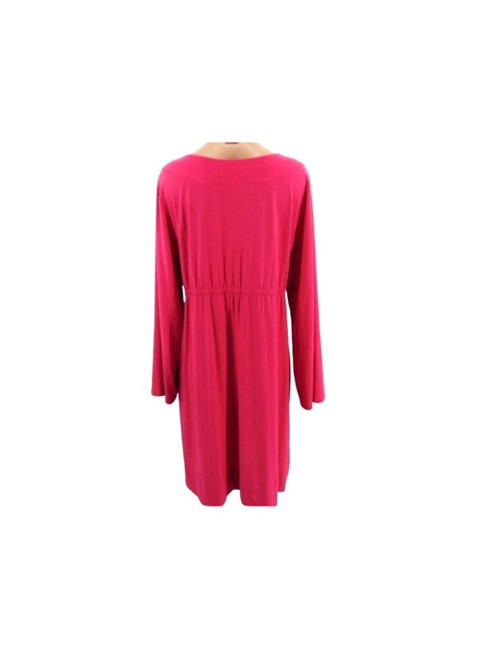 Soma Womans Pink Size L Long Sleeve V Neck  Dress Drawstring Waist Button Tab - Picture 13 of 14